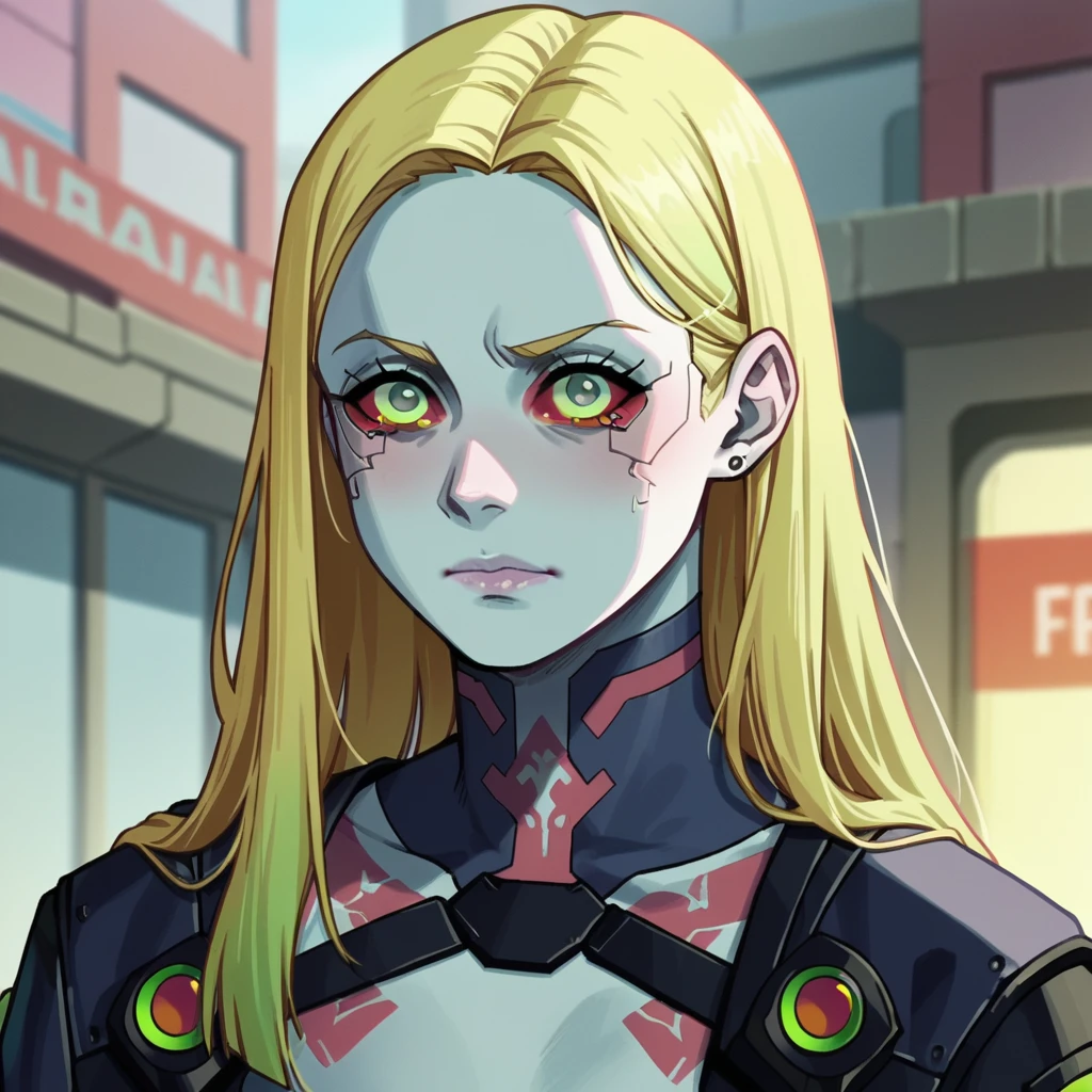 score_9, score_8_up, score_7_up,source_anime, anime 2d, anime screencap, a cyberpunk edgerunners woman with a futuristic katana, with blonde hair and green eyes, face,brown eyes, alxbaptista, <lora:albaptista_ponyxl_aut_xl_1_wicap_alxbaptista-000086:1.1>