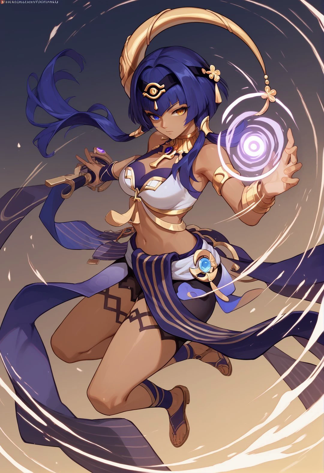 score_9, score_8_up, score_7_up, score_6_up,
HOLDING WEAPON,SOLO,1GIRL, <lora:Candace_Genshin_Impact_PDXL:0.7> candace-dh, dark skin, eye of horus, bangs, blue hair, heterochromia, jewelry, sidelocks <lora:Lunas-ReaganLong-SDXL-A1:0.7>