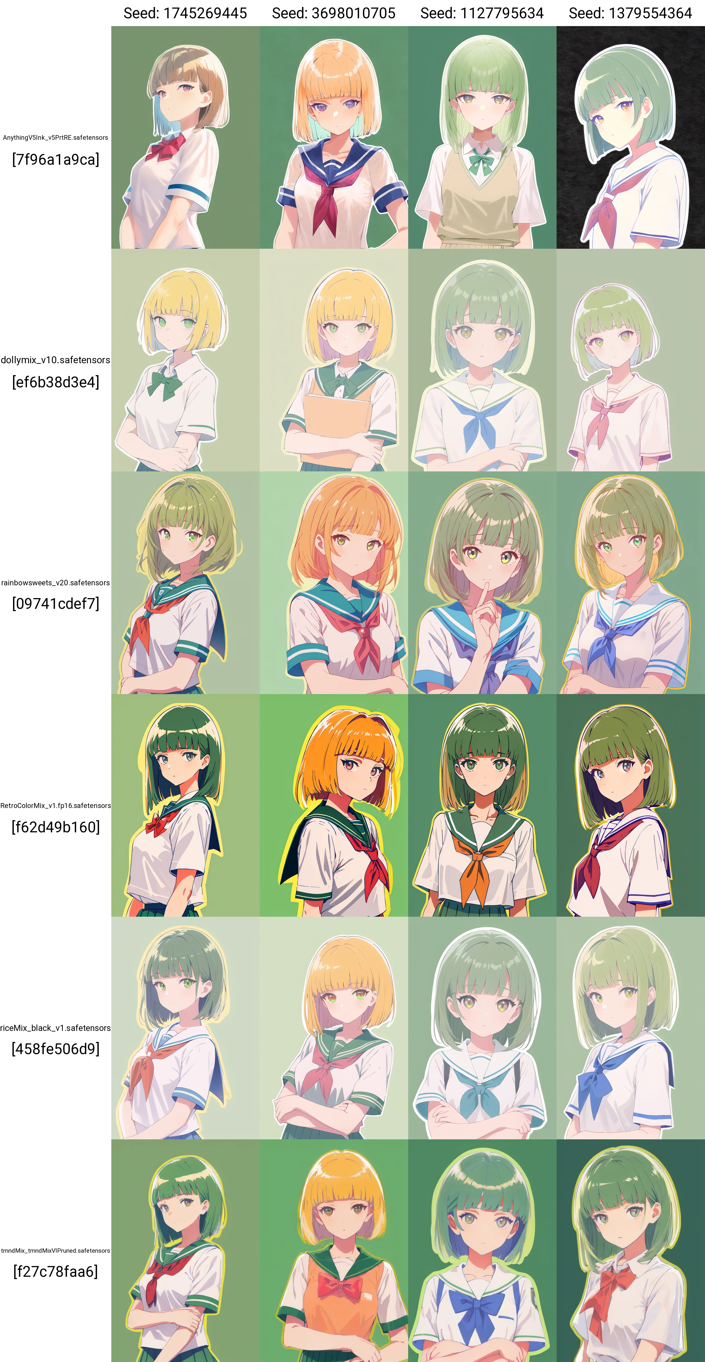 (masterpiece,best quality,absurdres),1girl,solo,blunt bangs,short sleeves,school_uniform,upper body,green background,looking at viewer,
<lora:UY colorful style_bx-v2.02cya5:1>,outline,