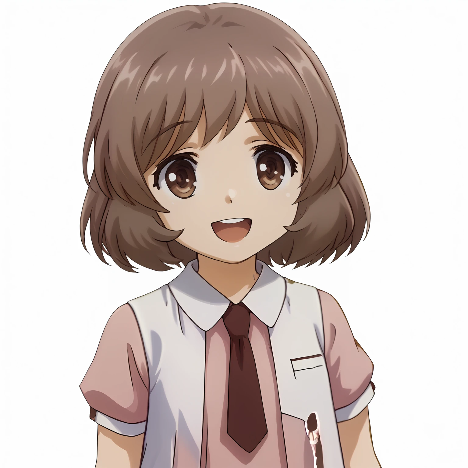 <lora:SakuraAmatsukaXLpony001>,
smile,open mouth,
solo,
SakuraAmatsuka,1girl,brown hair,short hair,brown eyes,
pink_dress,white vest,necktie,