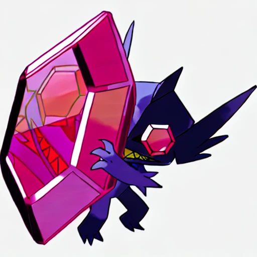A cartoon character is holding a red diamond.