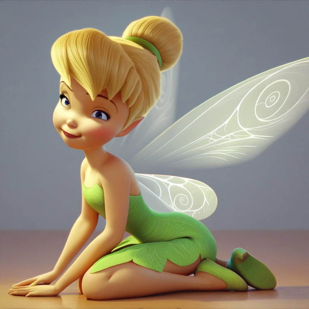 (masterpiece, best quality, high resolution:1.4), 1girl, tinker bell, fairy wings, green_fairy_dress  