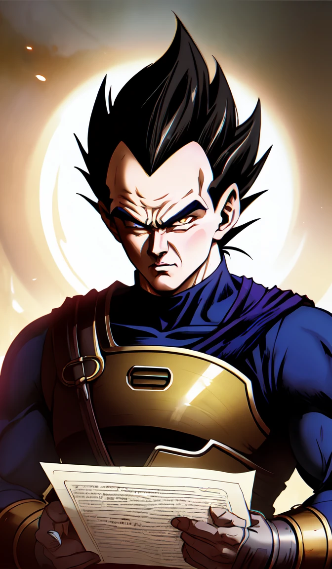 vegeta, by greg rutkowski and alphonse mucha, sharp focus, matte