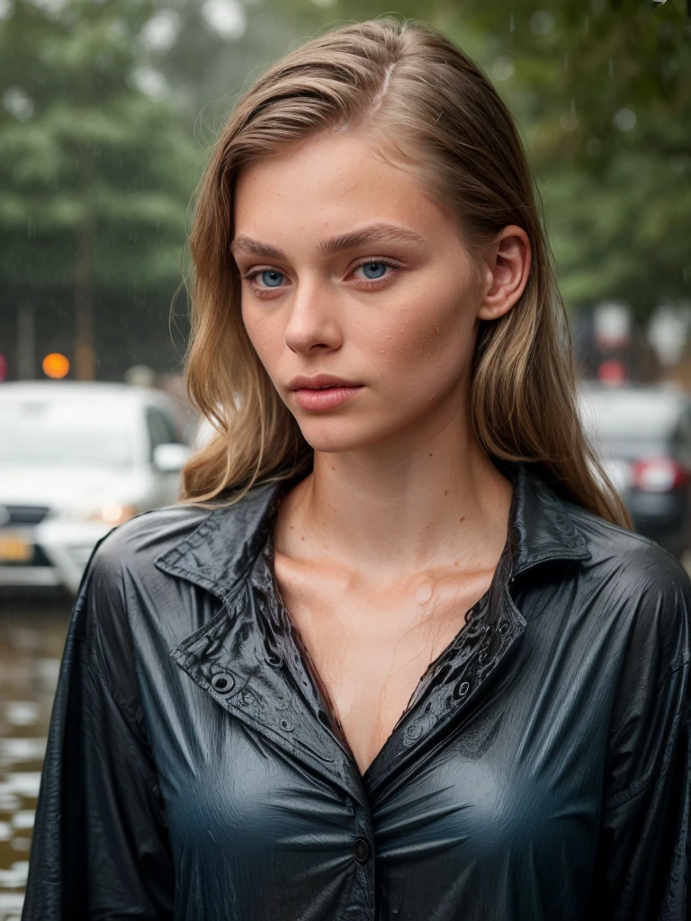 <lora:quiron_Lauren DeGraaf_v1130_Lora:0.77> laurendegraafquiron, laurendegraaf, solo, lips, realistic, blue eyes, (realistic texture skin), sidelighting, best shadow, RAW, (Dutch angle),
wet clothes, outdoor, rain, pouring rain,