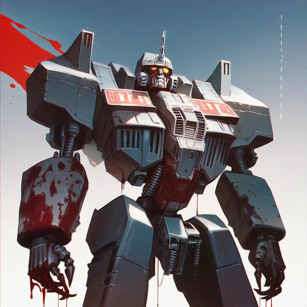 death metal album cover of stitches patchwork junkyard mech, (Transformers:0.[2:5:0.5]), dripping blood
score_8_up <lora:Transformers G1 Boxart:.81>