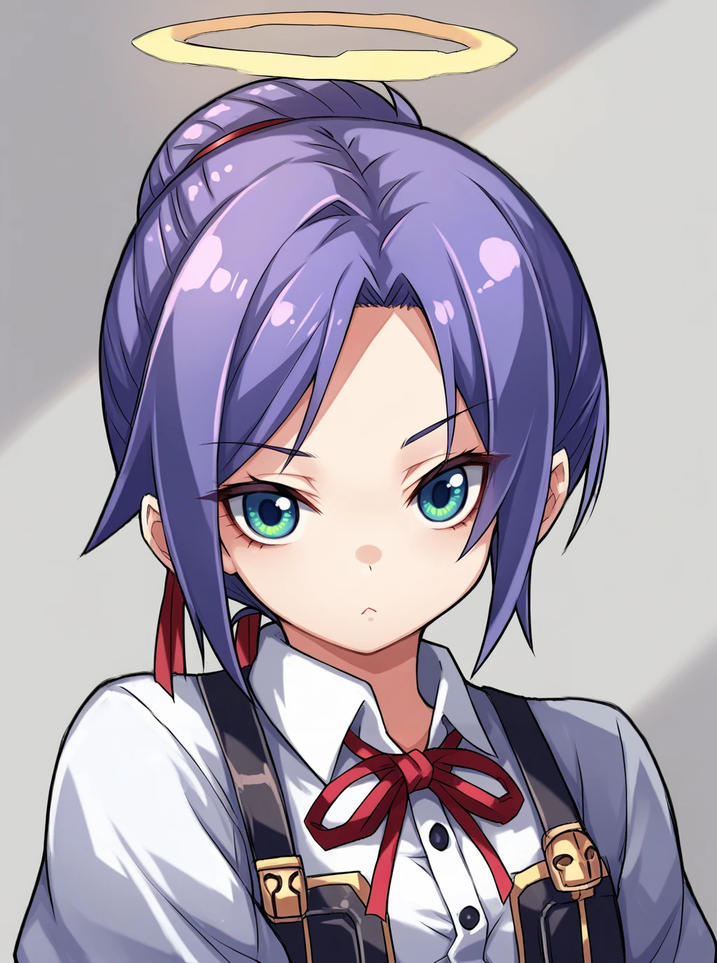 score_9, score_8_up, score_7_up, source_anime, solo, 1girl, , Kai Ken girl, hair up, button eyes, Close Up, halo, , karukan \(monjya\), <lora:karukan_PDXL-000002:1>