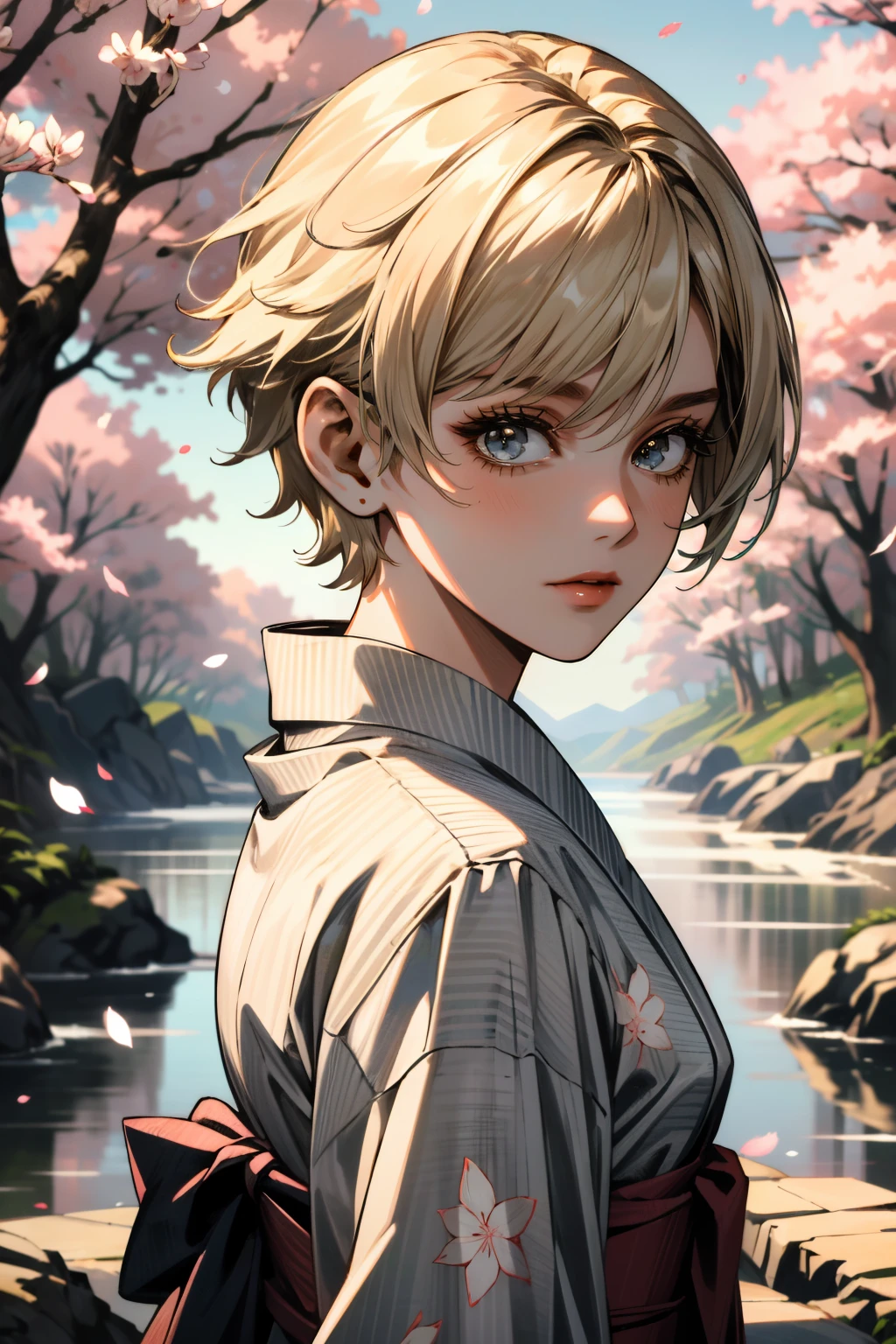 ((ultra detailed, masterpiece, absurdres))
 <lora:RE6Sherry:0.8>
RE6Sherry, 1girl, short hair, blonde hair, looking at viewer, yukata, japan, cherry blossoms, hair ornament