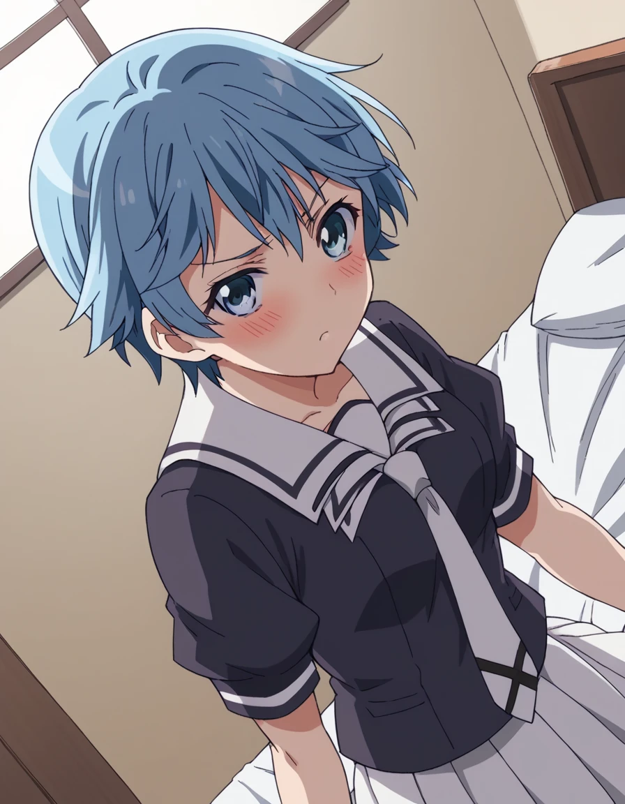 score_9, score_8_up, score_7_up, source_anime,
fuukaakitsuki, <lora:fuuka-akitsuki-s1-ponyxl-lora-nochekaiser:1>,
fuuka akitsuki, short hair, blue eyes, blue hair,
skirt, school uniform, necktie, serafuku, socks, kneehighs, skirt, white skirt, pleated skirt, black shirt,
indoors, bed, bed room, on side, blush, drunk,
solo, dutch angle, looking at viewer, cowboy shot,