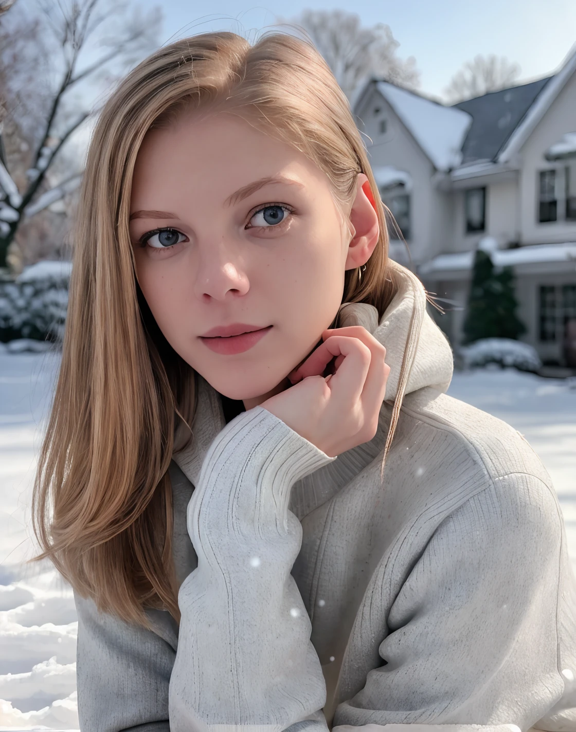 <lora:Jilli@n_$pektre:1> jilli@n_$pektre, Beautiful girl wearing a thin athletic sweater, Side-swept hair, depth of field, morning in the snow,  (8k, RAW photo, best quality, depth of field, ultra high res:1.2), (intricate, photorealistic, masterpiece, ultra-detailed), dynamic lighting