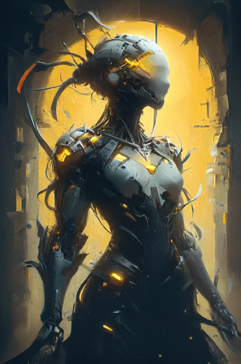 no time to explain, 8k, war zone, damage, melancholic, clean, minimalism, vector, glowing  neon  , <lora:artfullyCHEERUP_SDXL_V1:0.8> artchrp <lora:Neon_Cyberpunk_Impressionism_SDXL:0.8>  <lora:XL_Cyborg_Samurai_-_By_HailoKnight:0.8> <lora:- SDXL - hevy_armored_mechvari_V1.5:0.7>