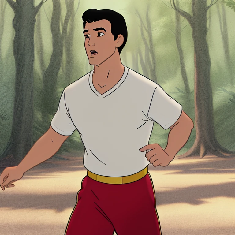 <lora:Prince_C-V4_HH-000021:0.75> Pr1nc3_C,((disney style animation drawing, drawing with dark thick lines)),
1boy, man, casual clothes, running, action, heroic, dramatic, masterpiece, t-shirt
<lora:DisneyRenV2:0.1> disneyrenaissance style, image with very light colors
location: dark forest