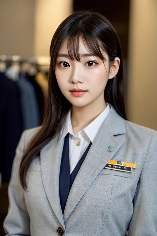 shiny skin, lips, super detailed skin, detailed beautiful face and eyes, spotlight, professional lighting, (upper body:0.8), stewardess, black skirt, jacket, short shirt, kooo123,  <lora:Uniform_stewardessOO_v1:0.7>