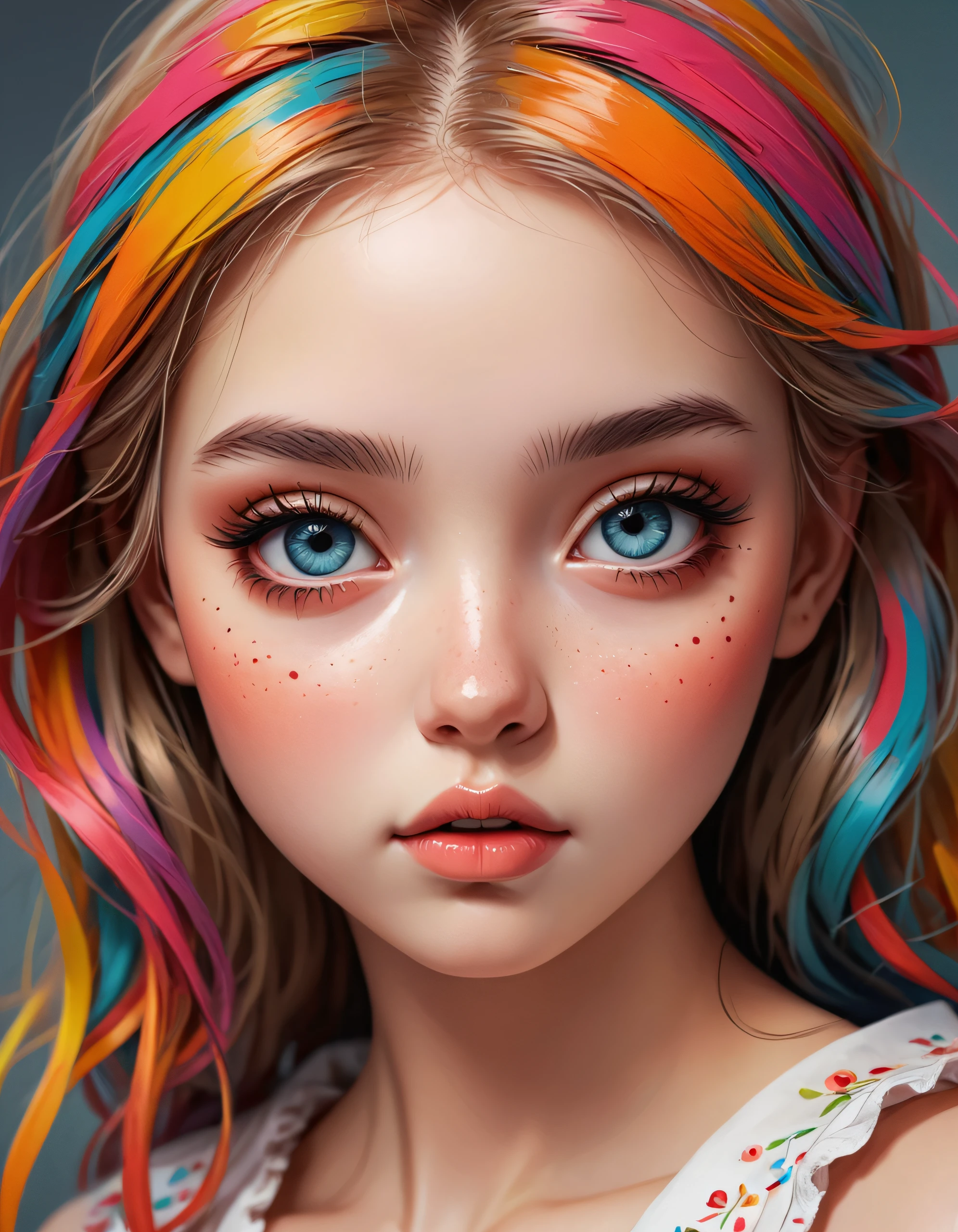 breathtaking (8k, best quality, masterpiece:1.2),(best quality:1.0), (ultra highres:1.0), watercolor, a beautiful woman, shoulder, hair ribbons, by agnes cecile, half body portrait, extremely luminous bright design, pastel colors, (ink:1.3), autumn lights . award-winning, professional, highly detailed, Classic Comic Style inked lines Cell Shading CCA approved