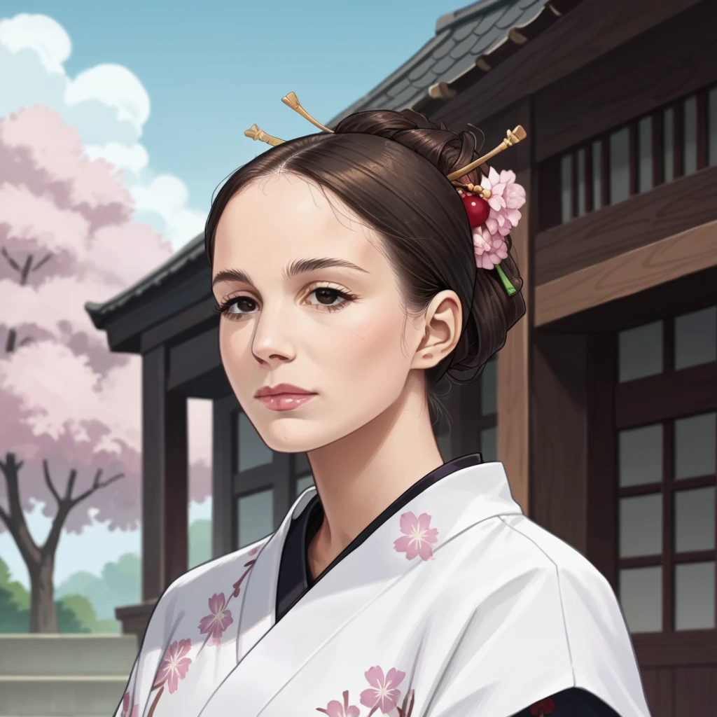 score_9, score_8_up, score_7_up, score_6_up,source_anime, anime 2d, anime screencap, face of a woman dressed in a long kimono, background a cherry blossom face,brown eyes, alxbaptista, <lora:albaptista_ponyxl_aut_xl_1_wicap_alxbaptista-000086:1.1>