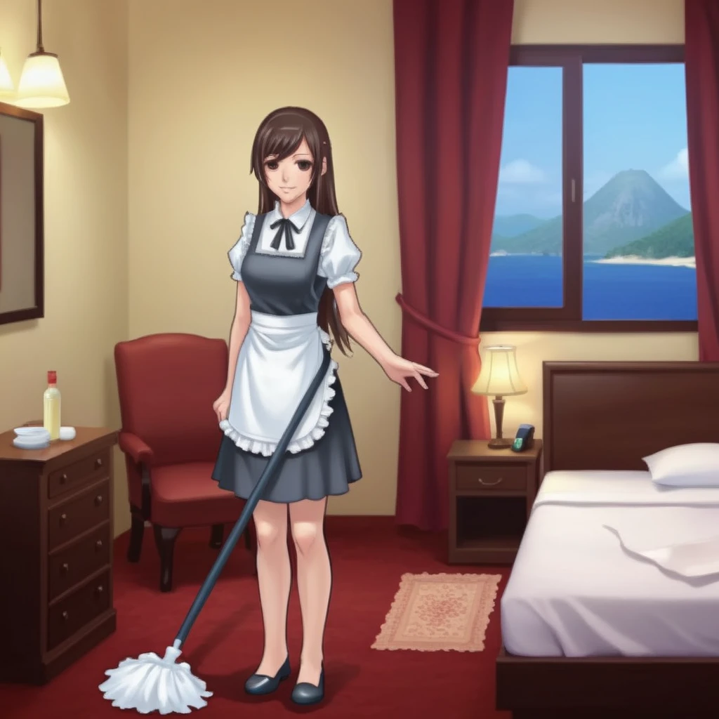 1girl, hotel,<lora:twog-000025:0.8>,solo,2d ,vacation,maid