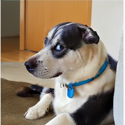 dog side eye,A Siberian Husky,