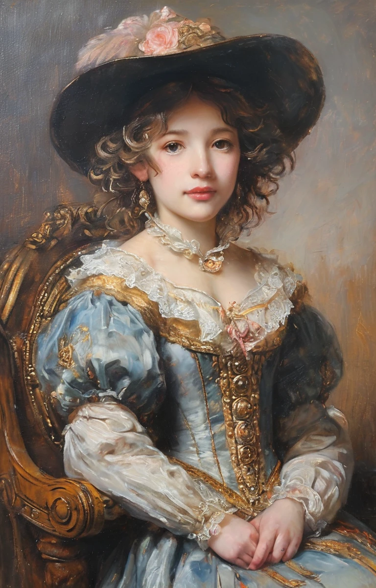 masterpiece,best quality,<lora:tbh135-sdxl:0.85>,idolmaster cinderella girls,illustration,style of Rembrandt,oil painting,