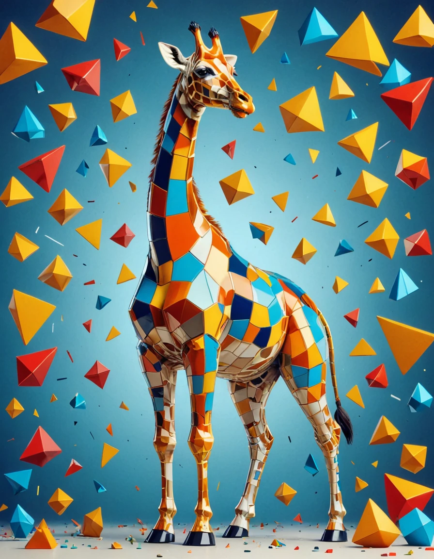 constructivist style, Giraffe, geometric shapes, bold colors, dynamic composition, propaganda art style, vivid, action, <lora:ral-dscbll:0.8> ral-dscbll, deep rich colors, highly complex, located artistic, professional creative, highly enhanced, best, fine artistic composition, fabulous colors