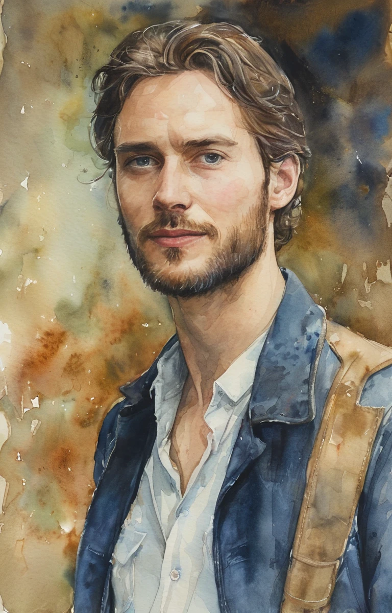 masterpiece,best quality,<lora:tbh134-sdxl:0.85>,portrait of man,illustration,watercolor,