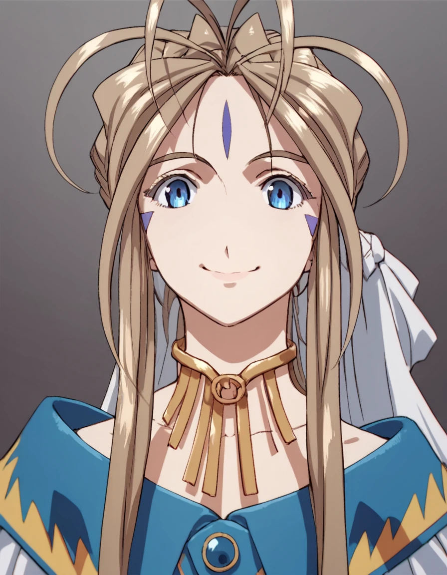 score_9, score_8_up, score_7_up, score_6_up, score_5_up, score_4_up, source_anime,  Belldandy, looking at viewer, smile, portrait,