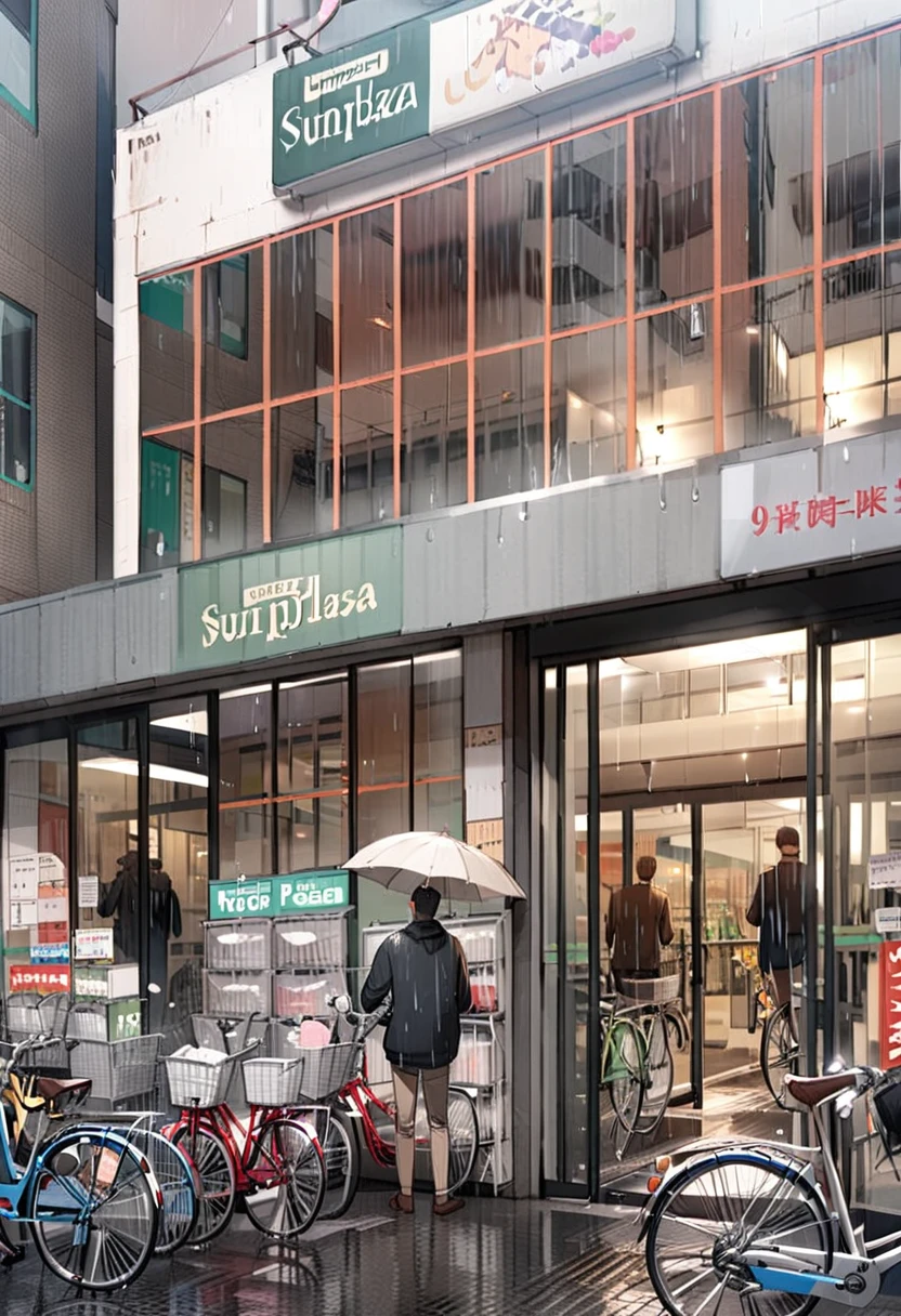 masterpiece, best quality, very aesthetic, absurdres,
sunplaza, storefront, bicycle, multiple boys, rain, car, shop
<lora:sunplaza_kishi_SDXL_V1:1>