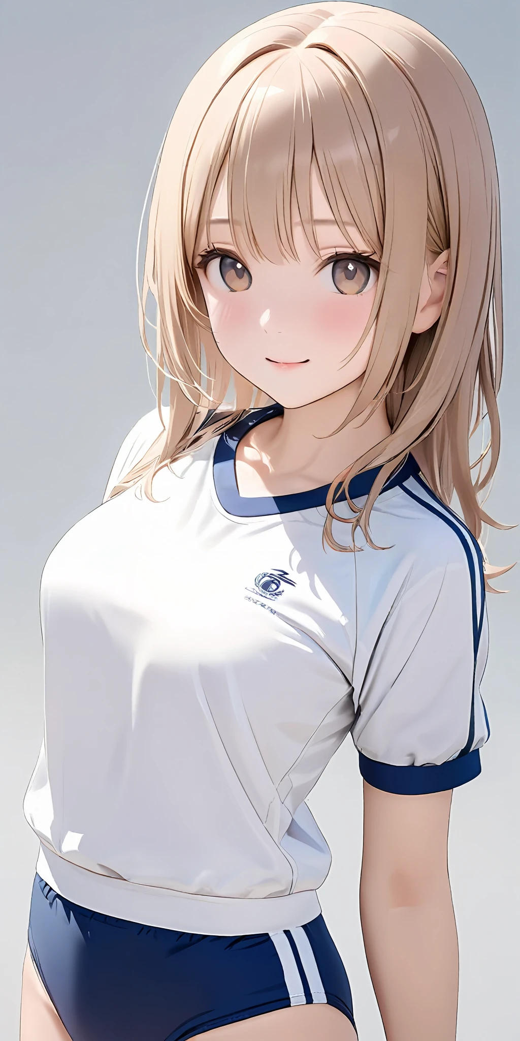 masterpiece,ultra-detailed,best quality,8K,illustration,cute face,clean skin ,shiny hair,girl,simple background,
<lora:add-detail-xl:1> <lora:buruma_XL_V1.0:0.6> sgu,gym uniform, white shirt,blue buruma