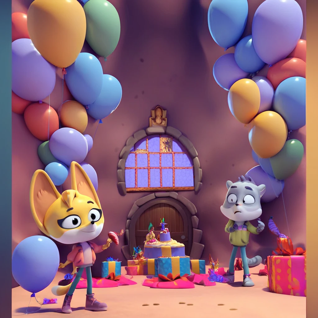 score_9, score_8_up, score_7_up, score_6_up, score_5_up, score_4_up, female, kit casey, fox, vixen, female, anthro, female furry, furry, party, birthday, big balloon