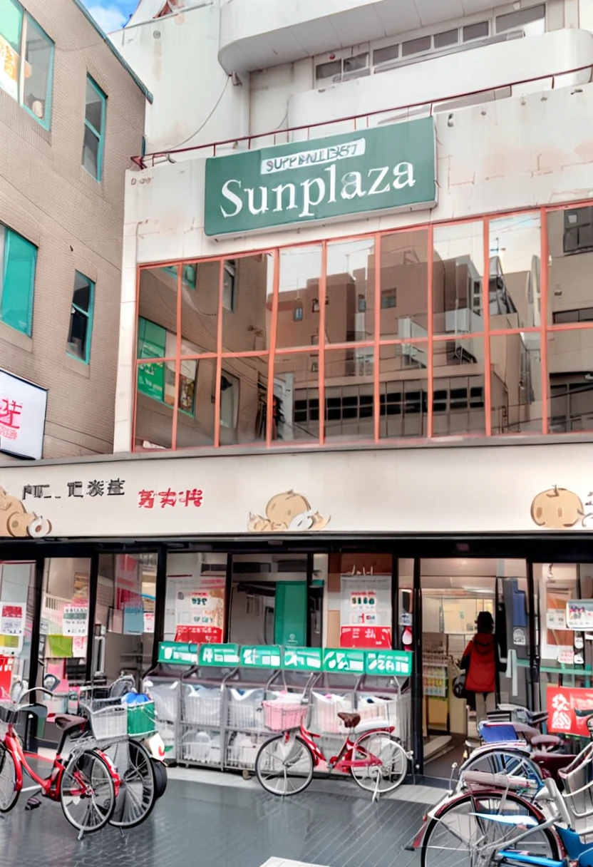 masterpiece, best quality, very aesthetic, absurdres,
sunplaza, storefront, bicycle, scenery, building, shop, city, outdoors, window, sign, chinese text
<lora:sunplaza_kishi_SDXL_V1:1>