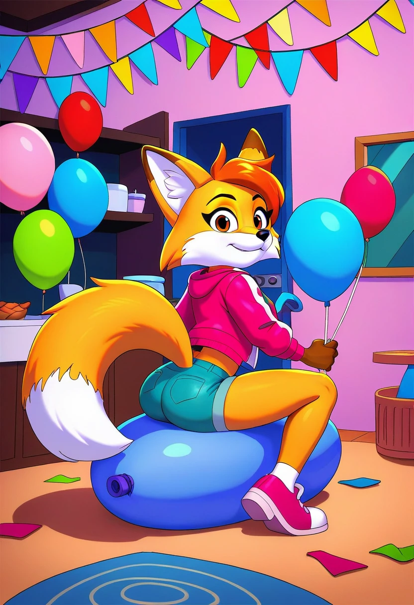 score_9, score_8_up, score_7_up, score_6_up, score_5_up, score_4_up, female, kit casey, fox, vixen, female, anthro, big balloon, one balloon, pink jacket, white shirt, shorts, shoes, 

kitchen, lights off, surprise party, confetti,

solo, 1girl, 




(sitting on a balloon:1.2), looner, balloon fetish, nonpop, balloon popping, popped balloons, popping balloons, sitting on a balloon, straddling a balloon, balloon pieces, balloon knot, tied balloon, one balloon, big balloon, tied balloon, necked balloon, overinflated balloon, green balloon, blue balloon, cat print balloon, 
detailed background, dynamic angle, dynamic lighting, suggestive, rating suggestive,
,

from back
,