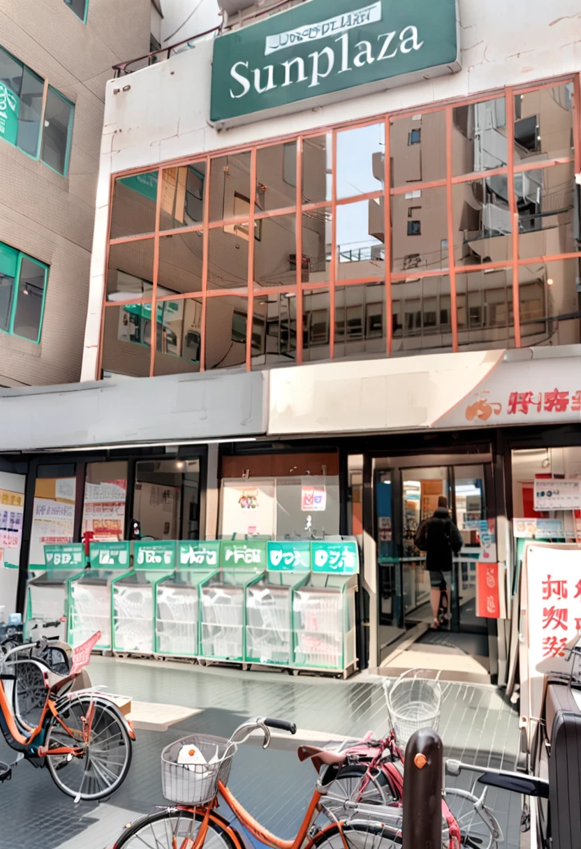 masterpiece, best quality, very aesthetic, absurdres,
sunplaza, storefront, bicycle, scenery, building, shop, city, outdoors, window, sign, chinese text
<lora:sunplaza_kishi_SDXL_V1:1>