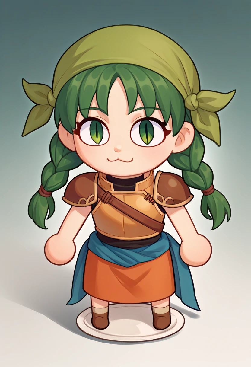 score_9, score_8_up, score_7_up, source_anime, chibi, solo, 1girl, ferebecca, necoarccon, :3, twin braids, bandana, slit pupils, sleeveless, breastplate, shoulder armor, skirt <lora:fireemblem_rebecca_ponyXL:0.9> <lora:necoarccon-guy-PONYv1:1>