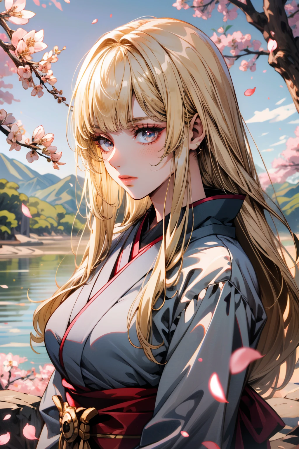 ((ultra detailed, masterpiece, absurdres))
<lora:TKLili:0.8>
TKLili, 1girl, blonde hair, long hair, blunt bangs, in a traditional kimono, surrounded by cherry blossoms