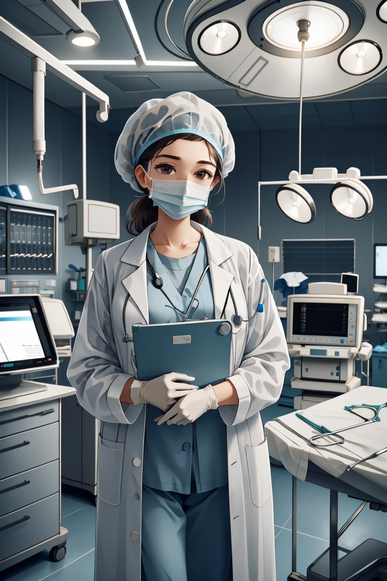 (RAW photo, best quality), operating room, overhead surgical light,blurred background, focused, dithering,backlighting,
 <lora:doctor_surgery_capped_V1.0-000005:0.8> doctor_in_surgery_cap, solo, surgical mask, labcoat, doctor, gloves, stethoscope,headwear