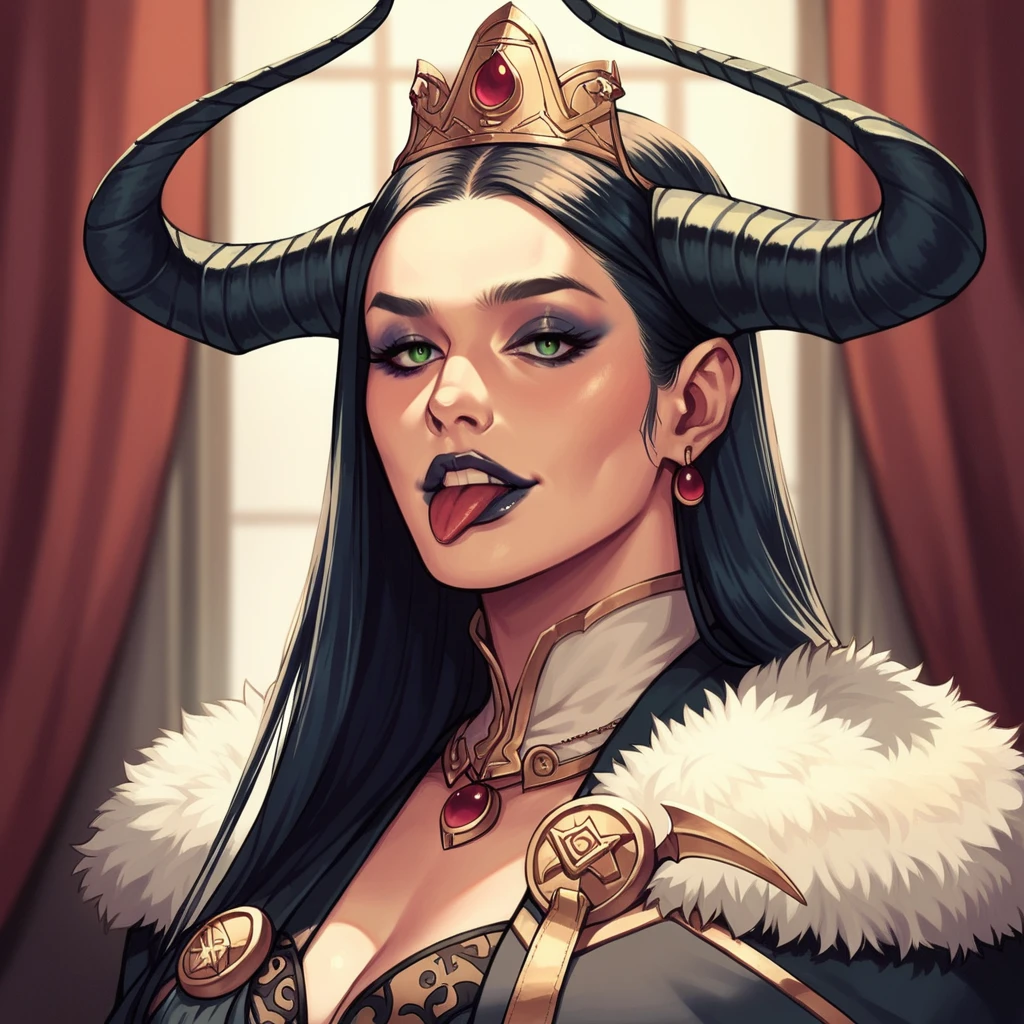 score_9, score_8_up, score_7_up, score_6_up,source_anime, anime 2d, a templar warrior queen sticking out her long succubus tongue, face, lixsberano, <lora:lisoberano_ponyxl_aut_xl_1_st_wicap_merger_56_84_045_055-lixsberano:1>