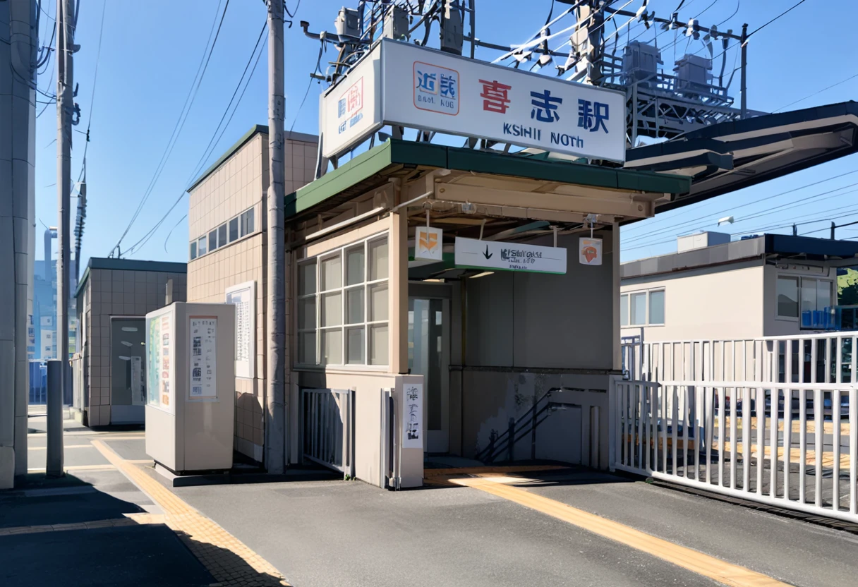 masterpiece, best quality, very aesthetic, absurdres,
kishieki_NORTH, scenery, real world location, outdoors, sign, building, power lines, fence, day
<lora:kintetsu_kishi_eki_SDXL_V2:1>