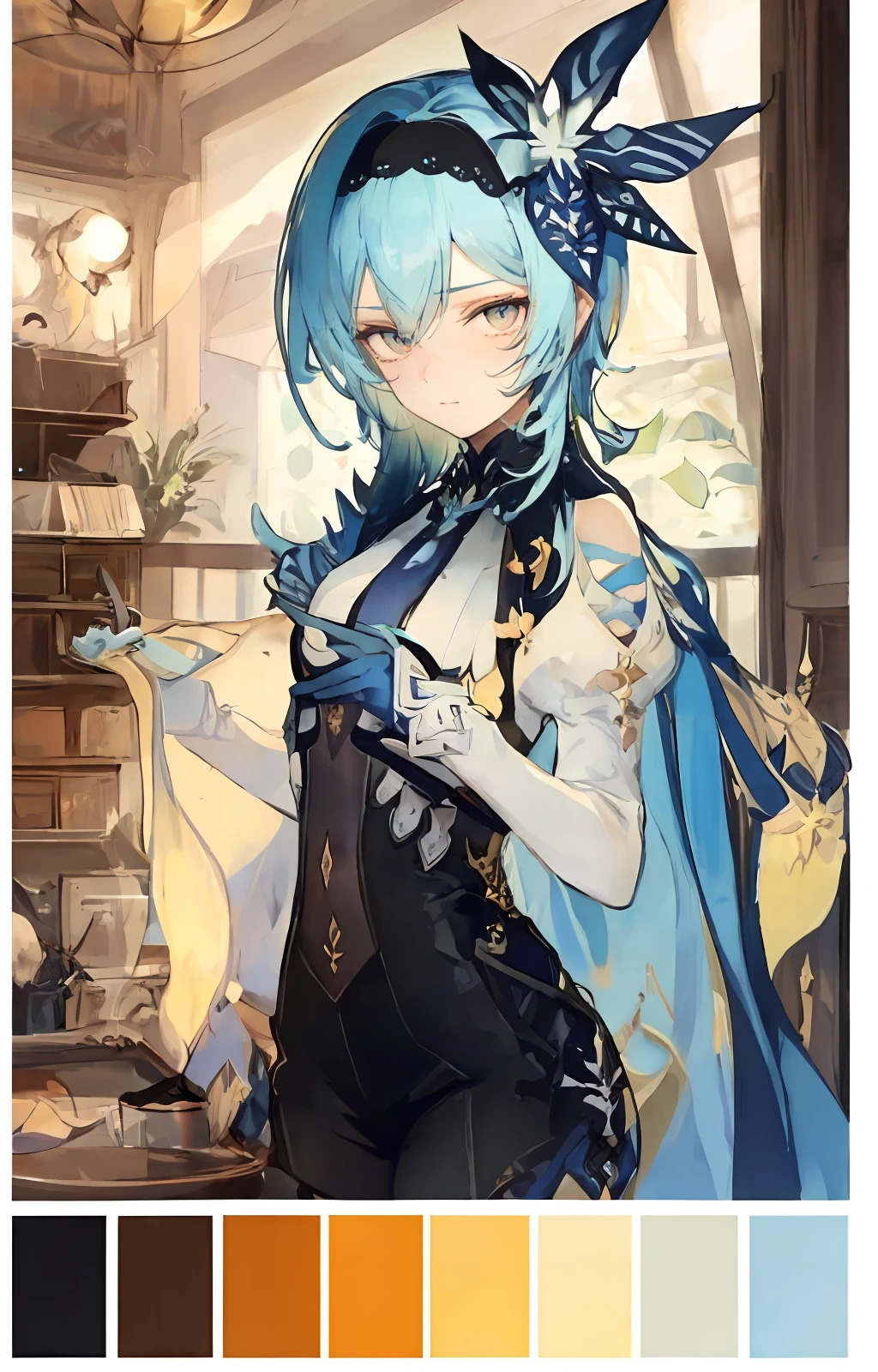 (masterpiece, top quality, best quality),(color chart:1.8),<lora:colorchart2:0.95>,(solo:1.7),(1girl:1.9),(looking at viewer:1.3),<lora:eula2:1.2>,(eula:1.7),color,