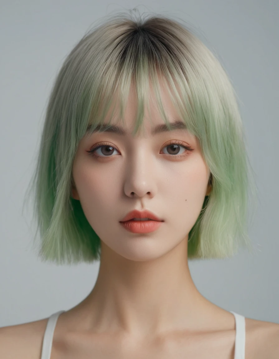 photograph HDR photo of blunt bangs, masterpiece, best quality, best illustration, ultra-detailed, upper body, solo, 1 girl, looking at viewer, upright, arms at sides, beautiful detailed eyes, concept art, white background, simple background, white hair, green gradient hair, expressionless, blush, virtual youtuber, short hair, blonde hair, monkren . High dynamic range, vivid, rich details, clear shadows and highlights, realistic, intense, enhanced contrast, highly detailed, 50mm . cinematic 4k epic detailed 4k epic detailed photograph shot on kodak detailed cinematic hbo dark moody, 35mm photo, grainy, vignette, vintage, Kodachrome, Lomography, stained, highly detailed, found footage, HDR photo of blunt bangs, masterpiece, best quality, best illustration, ultra-detailed, upper body, solo, 1 girl, looking at viewer, upright, arms at sides, beautiful detailed eyes, concept art, white background, simple background, white hair, green gradient hair, expressionless, blush, virtual youtuber, short hair, blonde hair, monkren. High dynamic range, vivid, rich details, clear shadows and highlights, realistic, intense, enhanced contrast, highly detailed, very inspirational, glowing, magical, real, romantic, light, sharp focus, intricate, transparent deep complex, extremely attractive, handsome, elegant, luxury, elite, smart, cinematic, color, illuminated, colorful, saturated, radiant, translucent