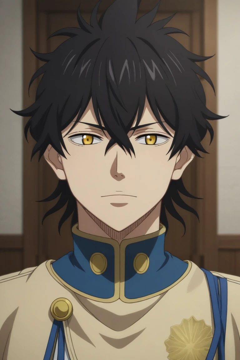 score_9, score_8_up, score_7_up, source_anime, rating_safe, , , , depth of field, 1boy, solo, male focus, <lora:yuno_black_clover_pony:0.92>, yuno_black_clover, black hair, yellow eyes, short hair, hair between eyes, upper body, corridor, indoors, dark, arms above head, squinting, , pork pie hat, <lora:sdxl_lightning_8step_lora:1>