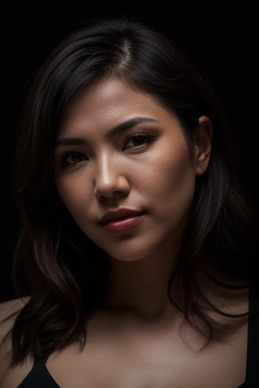 DEN_anri_okita,
((headshot:1.2) portrait on a (plain black background:1.2), (headshot:1.2), (face focus:1.1), (facing the camera:1.2), Head in the centre, (eye contact:1.3), (intense stare:1.1), mouth open, (facing straightforward:1.2), (forward facing:1.1), Head, face, Head focus, Head tilted down, looking slightly up at the camera:1.2),
bokeh, f1.4, 40mm, photorealistic, raw, 8k, textured skin, skin pores, intricate details <lora:epi_noiseoffset2:1>, epiCRealism
