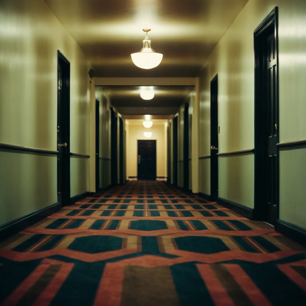 cinematic film still of  <lora:perfection style:0.5> <lora:detailed:0.5> perfection detailed
 <lora:The Shining film style:0.9>
 a hallway with a carpeted floor and a door,indoors,no humans,door,carpet , cinematic, film, kodak, The Shining film style, shallow depth of field, vignette, highly detailed, high budget, bokeh, cinemascope, moody, epic, gorgeous, film grain, grainy