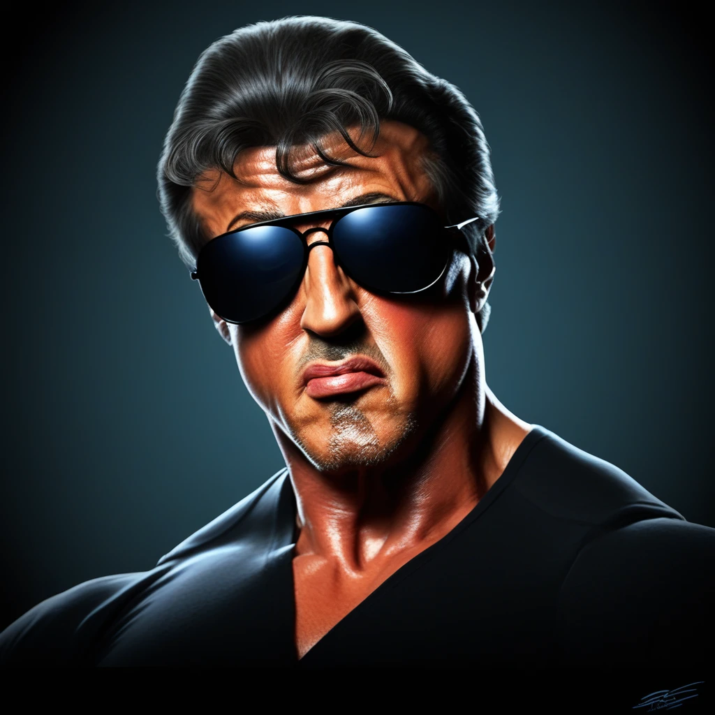 a close up of a man with a shirt on posing for a picture, sylvester stallone, tony montana, classic iconic rambo pose, muscular!!!, muscular!!, sylvester stallone as batman, muscular!, wearing a muscle tee shirt, rocky foreground, in a menacing pose, very beautiful. big muscles, no shirt under the vest, wearing a tanktop, rambo