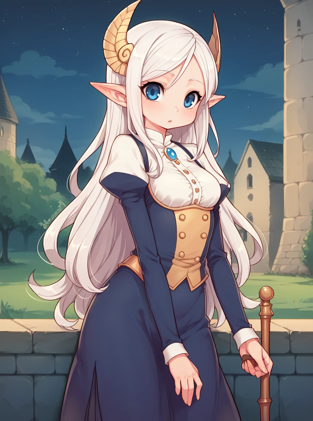 score_9, score_8_up, score_7_up, source_anime, solo, 1girl, vampie, castle courtyard, night, pointy ears, long hair, <lora:kionant_PDXL-000002:1>
