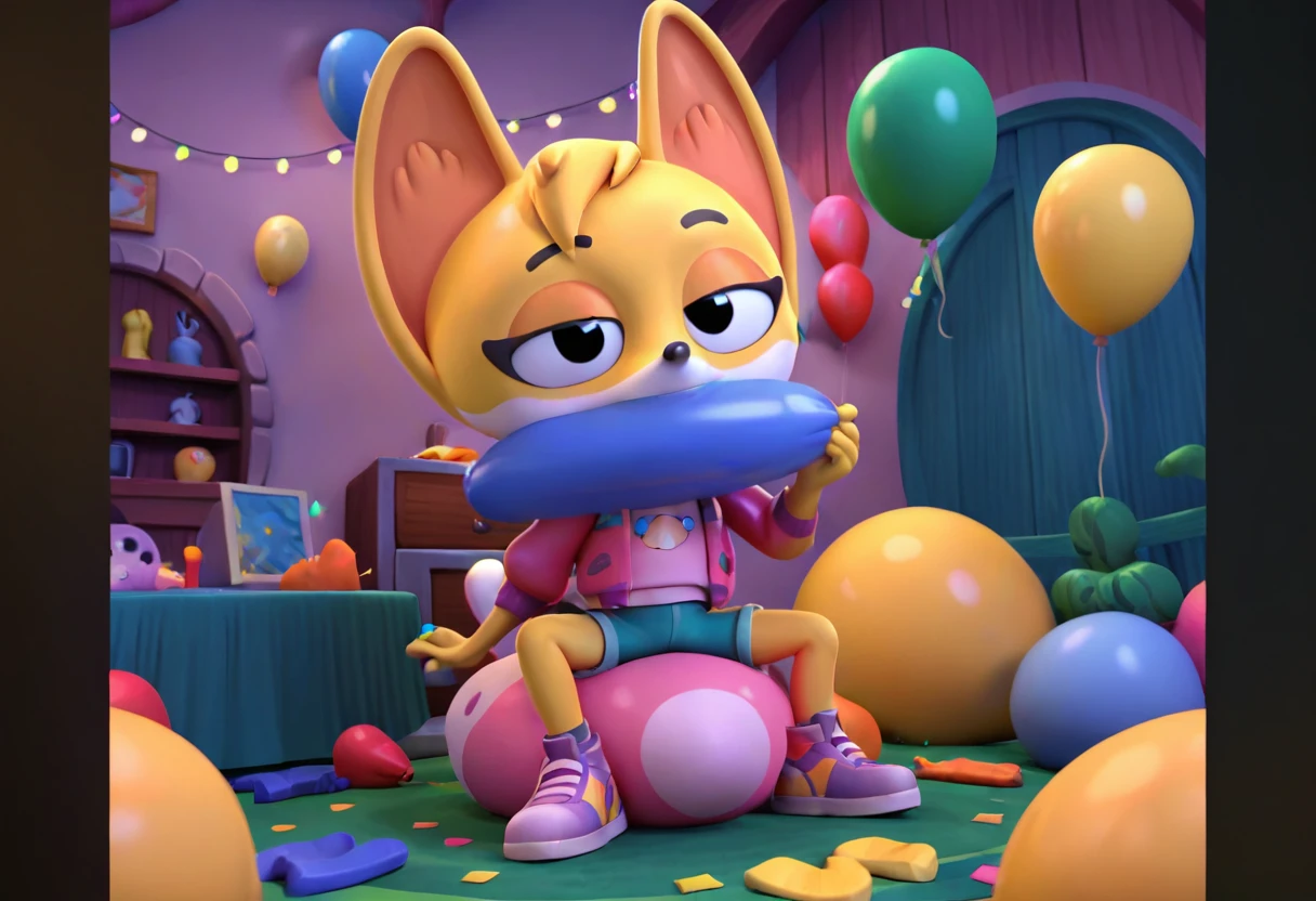 score_9, score_8_up, score_7_up, score_6_up, score_5_up, score_4_up, female, kit casey, fox, vixen, female, anthro, big balloon, one balloon, pink jacket, white shirt, shorts, shoes, 

kitchen, lights off, surprise party, confetti,

steam, panting, heavy breathing, bedroom eyes, lidded eyes, 

solo, 1girl, 




(sitting on a balloon:1.2), looner, balloon fetish, nonpop, balloon popping, popped balloons, popping balloons, sitting on a balloon, straddling a balloon, balloon pieces, balloon knot, tied balloon, one balloon, big balloon, tied balloon, necked balloon, overinflated balloon, green balloon, blue balloon, cat print balloon, 
detailed background, dynamic angle, dynamic lighting, suggestive, rating suggestive,
,


from front
,