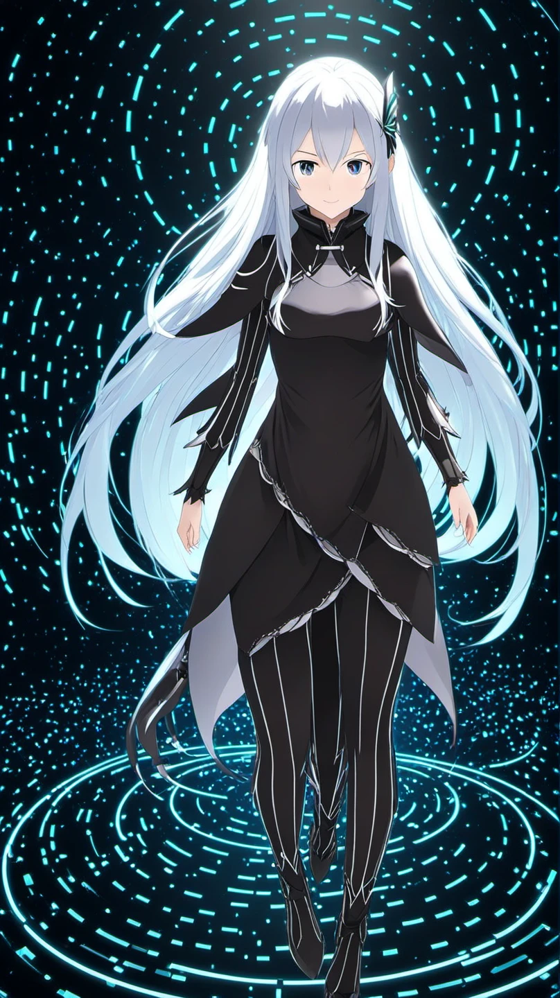<lora:Anime Enhancer XL V2:.5> <lora:Echidna:1>1girl, echidna_rezero, , echidna_rezero standing in a digital simulation, code and data streams weaving around her like a dance