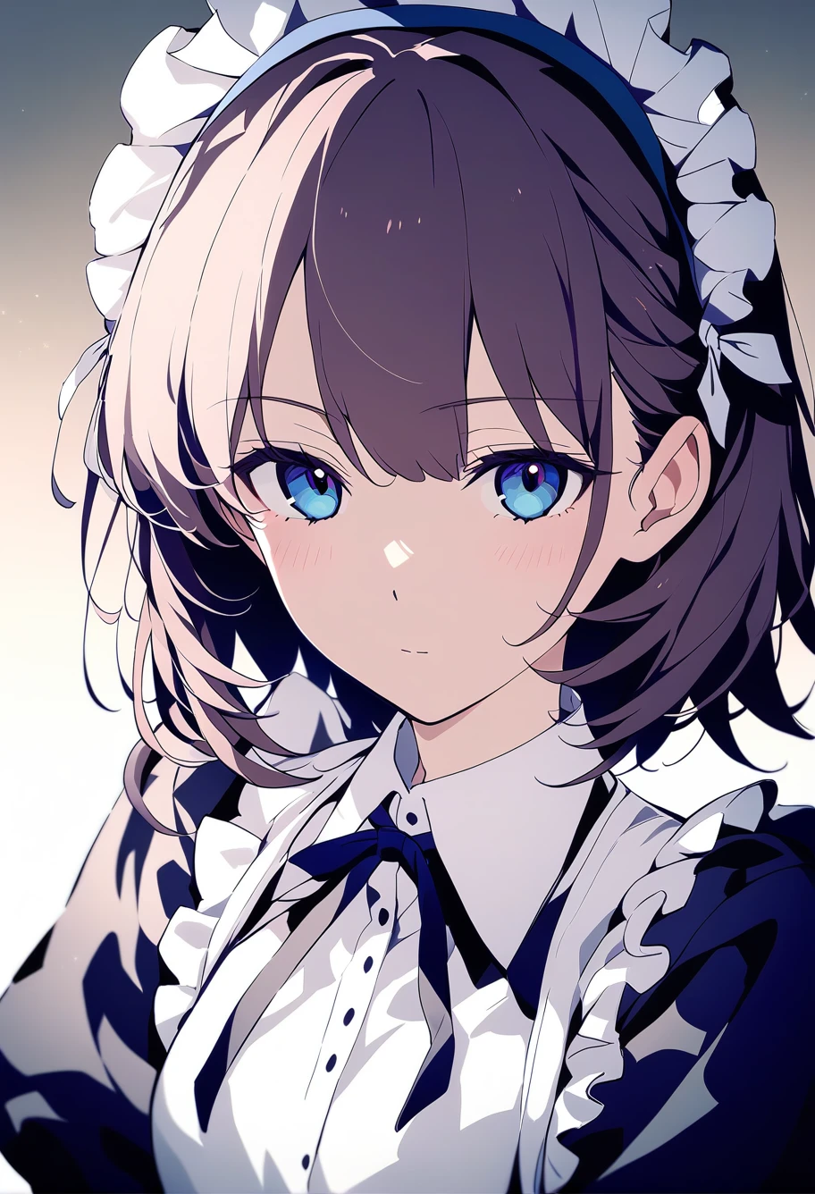 pcpcpc,1girl,solo,maid,,upper_body,newest,medium quality,general,masterpiece,<lora:nai3animation_v2.6.1:1>,