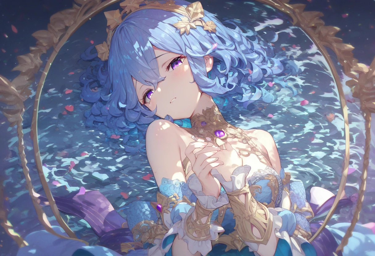 masterpiece, best quality, 8k resolution, sharp focus, intricate details, beautiful girl, Bright Eyes, golden ratio face, otherworldly liquid, watercolor, ((pastel colors)), bright colors, whimsical, rich and colorful, sharp focus, high resolution, Fine details, Princess Fantasy Prom Dress, ((round eyes)), iridescent bubbles, Castle view in the background