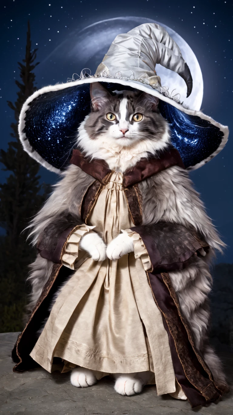 cat (((wearing ranni-outfit))), 
folded paws,
 looking at viewer,
full moon, sitting,
enigmatic smile,
starry sky,
 <lora:armorify:1>
 <lora:w3ers:0.7>w3ers,
 <lora:Realistic000003_1_2.5DAnime_0.05_Merge1:0.8>