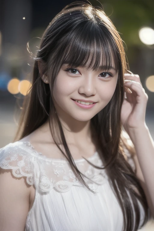 1girl,(RAW photo, best quality), (realistic, photo-realistic:1.4), masterpiece, an extremely delicate and beautiful, extremely detailed, 2k wallpaper, Amazing, finely detail, extremely detailed CG unity 8k wallpaper, ultra-detailed, highres, soft light, beautiful detailed girl, extremely detailed eyes and face, beautiful detailed nose, beautiful detailed eyes,cinematic lighting,perfect anatomy,
(wearing an evening dress:1.1),bokeh,
(at a night downtown:1.4),looking at viewer,young japanaese idol,standing,
(smile:1.2), <lora:miurachiyuki_lora_01:1.1>