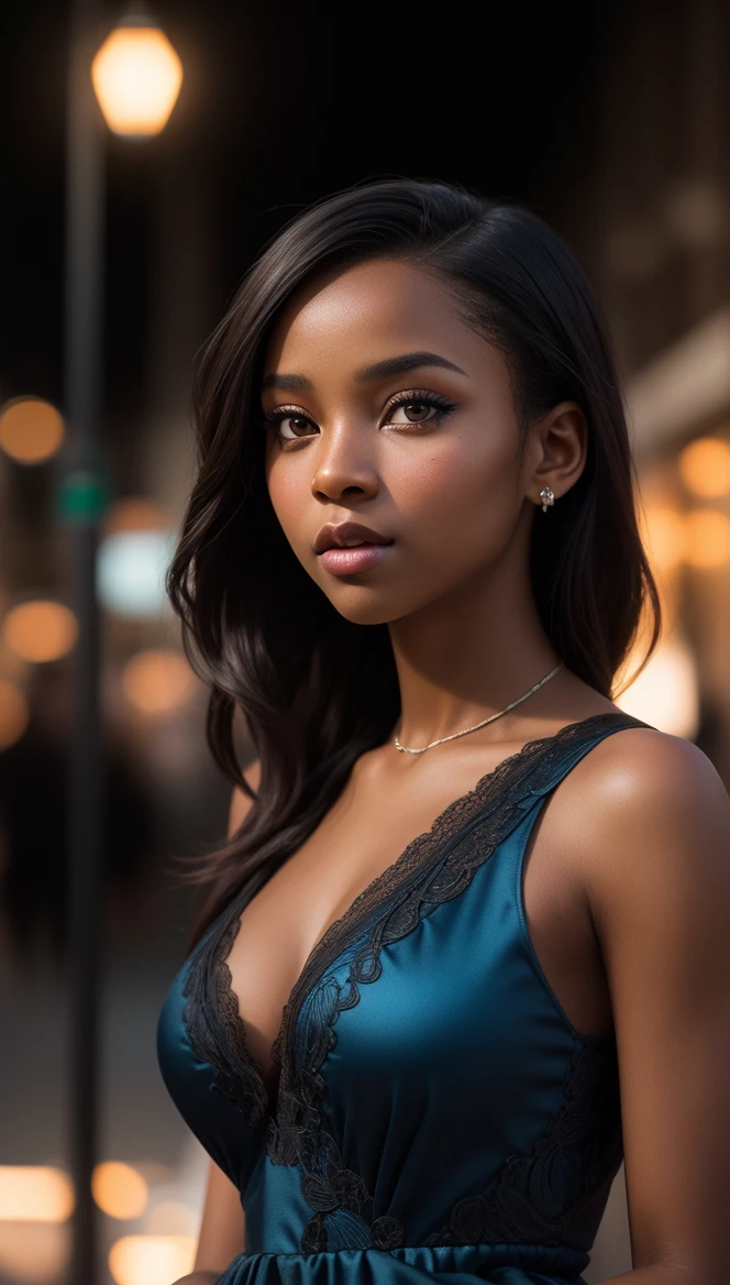 | 8k, High_Res, Intricate_Detail, Sharp_Focus, Tack_Focus, FujiFilm_XT3, Award_Winning, Professional_Photograph, Cinematic, Absolute_Reality, Real_Life, Life_Like, True_to_Life, |
| A Gorgeous Young African-American girl, Long_Black_Voluptuous_Hair, Brown_eyes, (Dark_Black_Skin:1.2), |
| Elegant_Flowing_Baby_Blue_Dress, |
| Night_Life, City_Street,  |
| Ambient_City_Lighting, Rim_Lighting, _Ray_Tracing, Bold_Shadows, Crepuscular_Lighting, Natural_Lighting, |
| (Enhance_Detail:1.2), (Enhance_Lighting:1.2), (Enhance_Lighting_Effects:1.2), (Crisp_Clear_Bold_Lines:1.2), (Highly_Intricate_Detail:1.2), (Enhance_Shadows:1.2), (Define_Layers:1.2), (Depth:1.2), (Sharpen:1.2), (Enhance_Color:1.2), |
| <lora:locon_perfecteyes_v1_from_v1_64_32:0.2> perfecteyes eyes, <lora:add_detail:0.5>, |