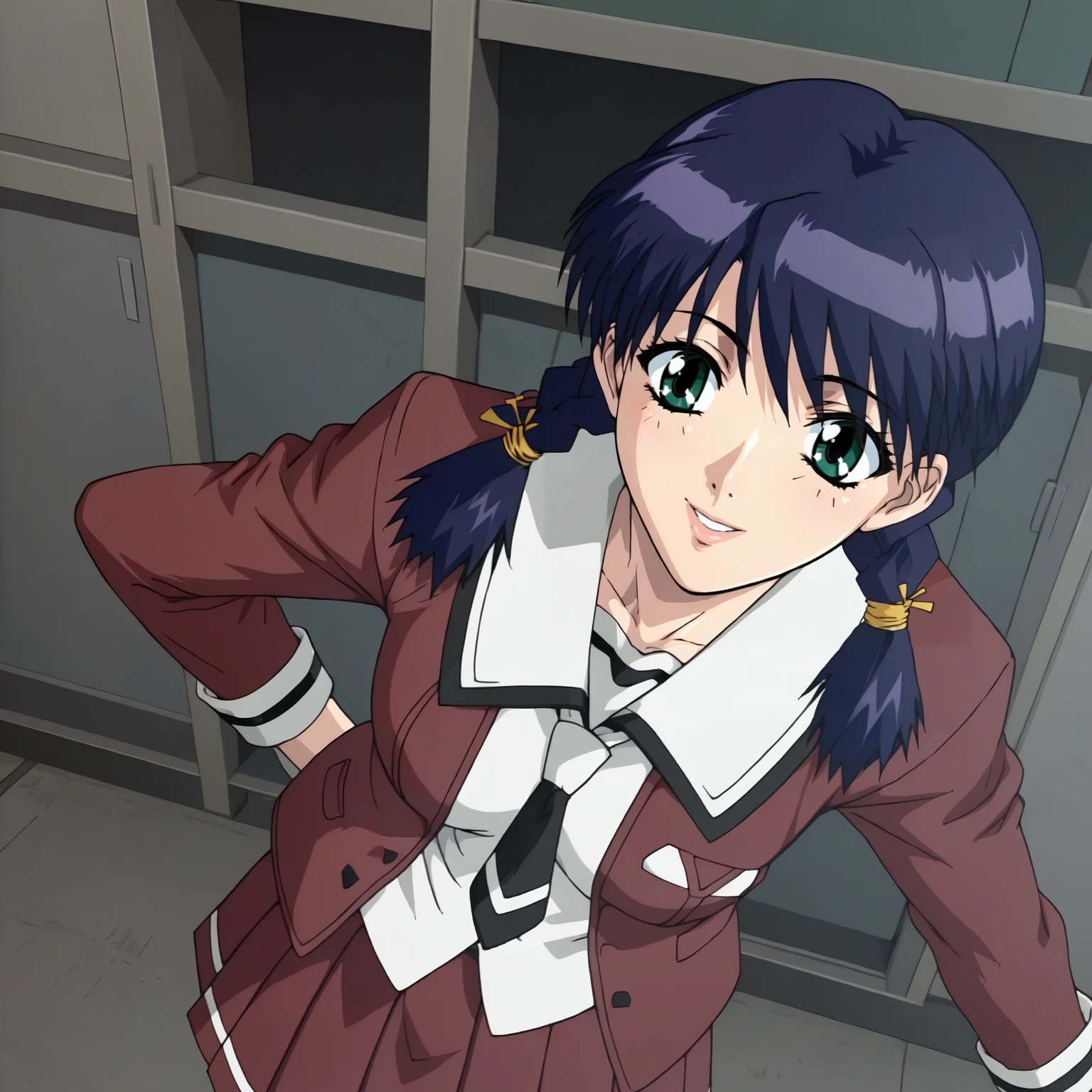 ((Katsuragi Castle_Misato)), Sailor suit,Miniskirt Photo shoot in apartment, Moderate_chest, Purple Hair,blush、 (analog quality:0.6), (Film Grain:0.8),Sexy pose、Skirt lifted、Panty shot、Showing cute panties